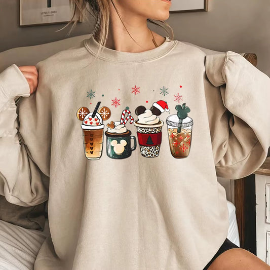 Gingerbread Christmas Coffee Sweatshirt Christmas Coffee Lover Hoodie Magic Kingdom Christmas Sweater Iced Latte Christmas Tops