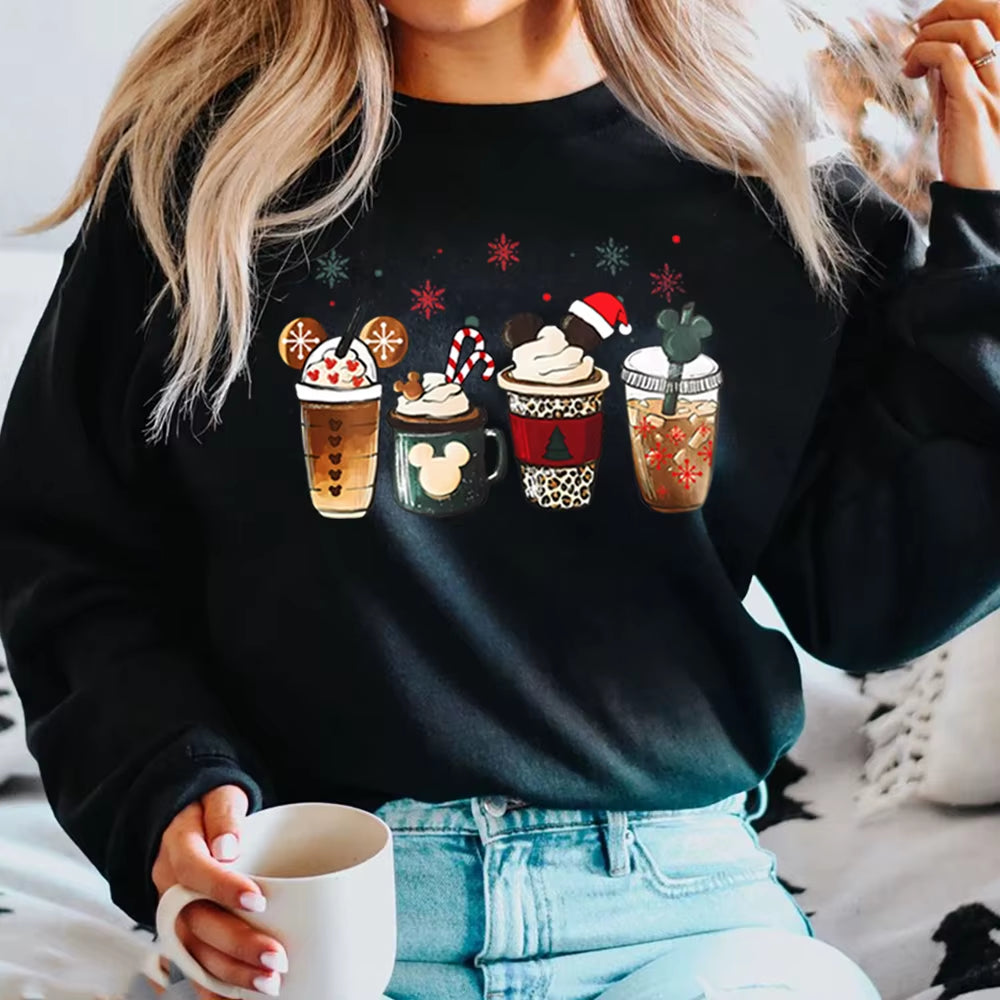 Gingerbread Christmas Coffee Sweatshirt Christmas Coffee Lover Hoodie Magic Kingdom Christmas Sweater Iced Latte Christmas Tops