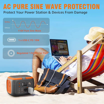 300W Portable Power Station 260Wh/70000Mah Outdoor Solar Generator 110V Outlet Solar Power Banks Camping Power Supply for Laptop
