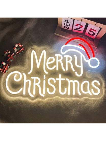 Merry Christmas Neon Signs, Warm White Merry Christmas Neon Light for Christmas Decoration, LED Christmas Lights Sign for Christmas, Bedroom, Home Living Room, Christmas Party, New Year