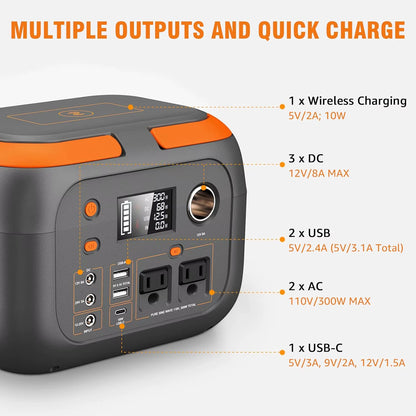 300W Portable Power Station 260Wh/70000Mah Outdoor Solar Generator 110V Outlet Solar Power Banks Camping Power Supply for Laptop
