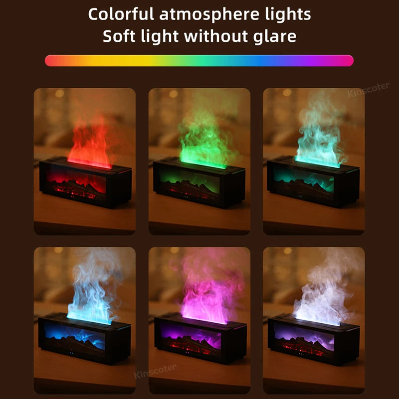 Simulated Fireplace Aroma Diffuser 150Ml Flame Air Humidifier with Remote and Waterless Auto off for Home Room Creative Gift