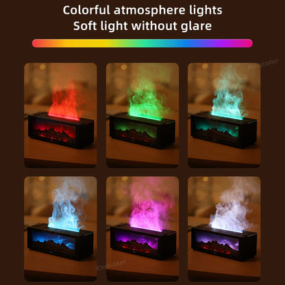 Simulated Fireplace Aroma Diffuser 150Ml Flame Air Humidifier with Remote and Waterless Auto off for Home Room Creative Gift