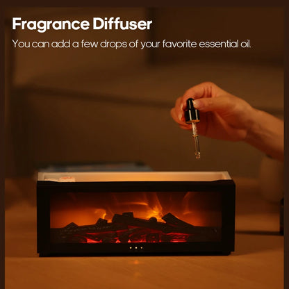 Simulated Fireplace Aroma Diffuser 150Ml Flame Air Humidifier with Remote and Waterless Auto off for Home Room Creative Gift